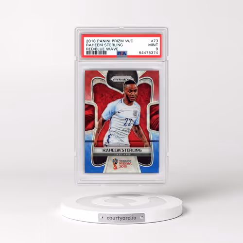 2018 Panini Prizm World Cup #73 Raheem Sterling - Red/Blue Wave (PSA 9 MINT)