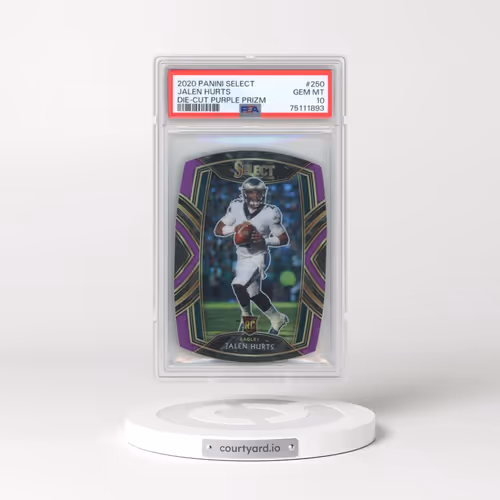 2020 Panini Select #250 Jalen Hurts - Die-Cut Purple Prizm (PSA 10 GEM MINT)