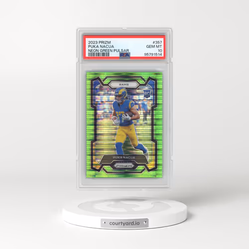 2023 Panini Prizm #357 Puka Nacua - Neon Green Pulsar (PSA 10 GEM MINT)
