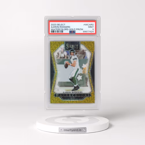 2023 Panini Select Watercolors #WCARO Aaron Rodgers - Gold Prizm (PSA 9 MINT)