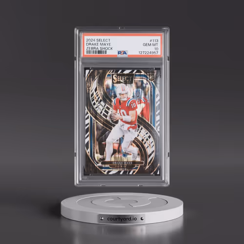 2024 Panini Select #113 Drake Maye - Zebra Shock (PSA 10 GEM MINT)