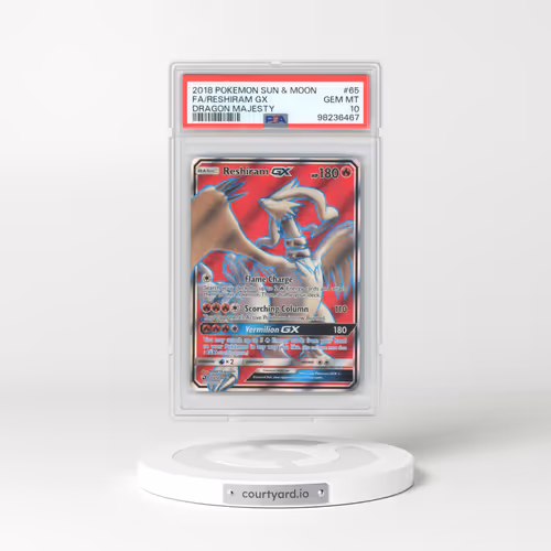 2018 Pokémon Sun & Moon Dragon Majesty #65 Reshiram GX - Holo Full Art (PSA 10 GEM MINT)