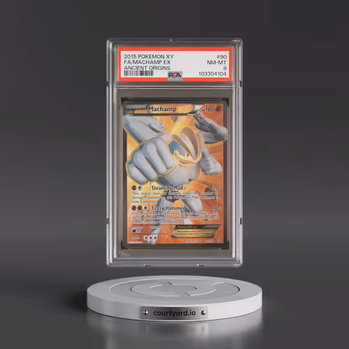2015 Pokémon XY Ancient Origins #90 Machamp EX - Holo Full Art (PSA 8 NM-MT)