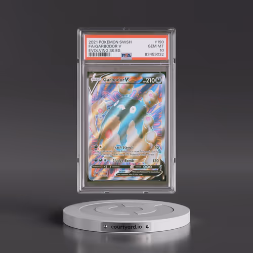 2021 Pokémon Sword & Shield Evolving Skies #190 Garbodor V - Holo Full Art (PSA 10 GEM MINT)