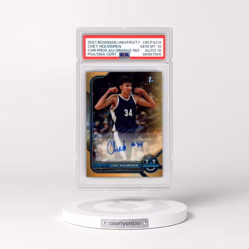 2021 Bowman University Chrome Prospect Autographs #CH Chet Holmgren - Orange Refractor (PSA 10 GEM M