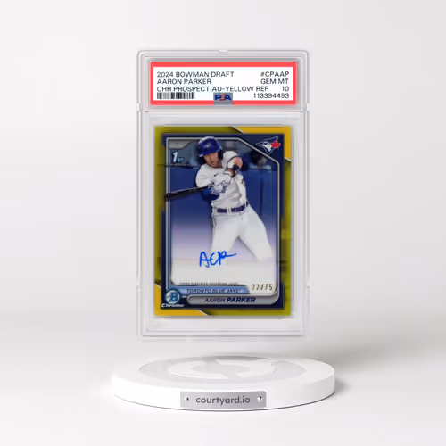 2024 Bowman Draft Chrome Prospect Autographs #CPAAP Aaron Parker - Yellow Refractor (PSA 10 GEM MINT)