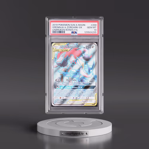 2019 Pokémon Sun & Moon Unbroken Bonds #200 Greninja & Zoroark GX - Holo Full Art (PSA 10 GEM MINT)