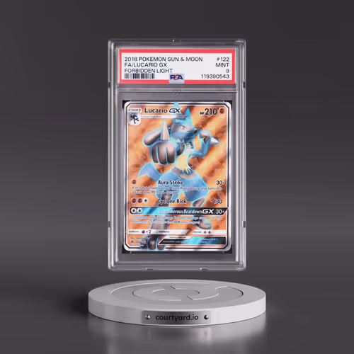 2018 Pokémon Sun & Moon Forbidden Light #122 Lucario GX - Holo Full Art (PSA 9 MINT)