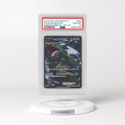 2015 Pokémon XY Emerald Break #085 Rayquaza EX - 1st Edition Holo Full Art (PSA 10 GEM MINT)