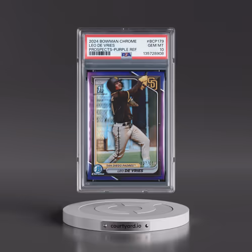 2024 Bowman Chrome Prospects #BCP179 Leo de Vries - Purple Refractor (PSA 10 GEM MINT)
