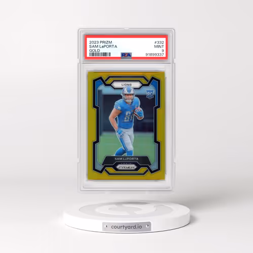2023 Panini Prizm #332 Sam LaPorta - Gold Prizm (PSA 9 MINT)