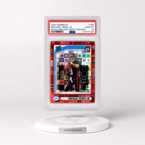 2024 Panini Donruss #308 Michael Penix Jr. - Optic Preview-Red Pandora (PSA 10 GEM MINT)