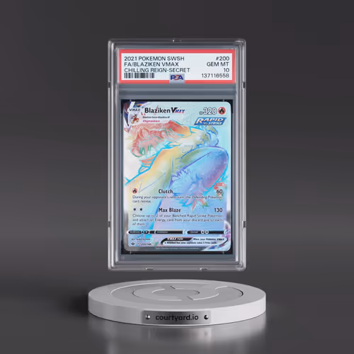 2021 Pokémon Sword & Shield Chilling Reign #200 Blaziken Vmax - Full Art Secret (PSA 10 GEM MINT)