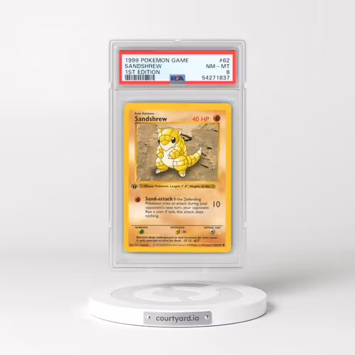 1999 Pokémon Game #62 Sandshrew - 1st Edition (PSA 8 NM-MT)