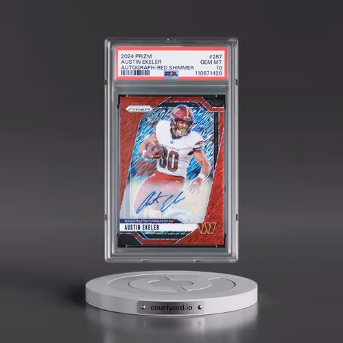 2024 Panini Prizm #287 Austin Ekeler - Autograph-Red Shimmer (PSA 10 GEM MINT)