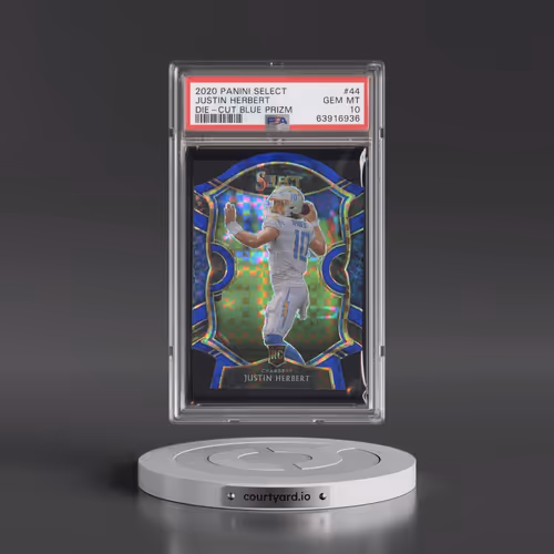 2020 Panini Select #44 Justin Herbert - Die-Cut Blue Prizm (PSA 10 GEM MINT)