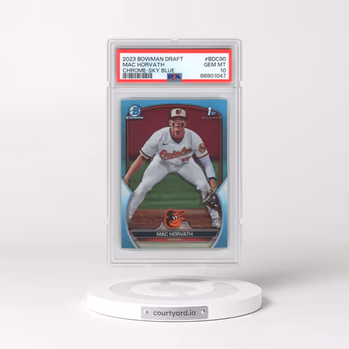 2023 Bowman Draft #BDC90 Mac Horvath - Chrome-Sky Blue Refractor (PSA 10 GEM MINT)