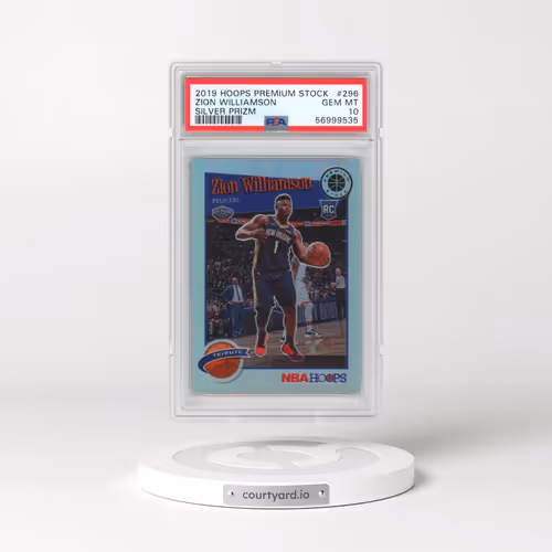 2019 Panini Hoops Premium Stock #296 Zion Williamson - Silver Prizm (PSA 10 GEM MINT)