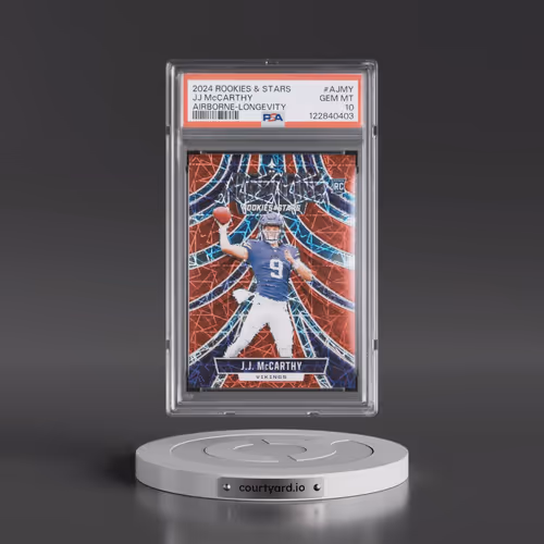 2024 Panini Rookies & Stars Airborne #AJMY JJ McCarthy - Longevity (PSA 10 GEM MINT)