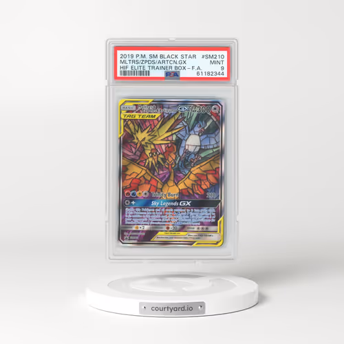 2019 Pokémon SM Black Star Promo #SM210 Moltres & Zapdos & Articuno GX - Holo Full Art Hidden Fates Elite Trainer Box (PSA 9 MINT)