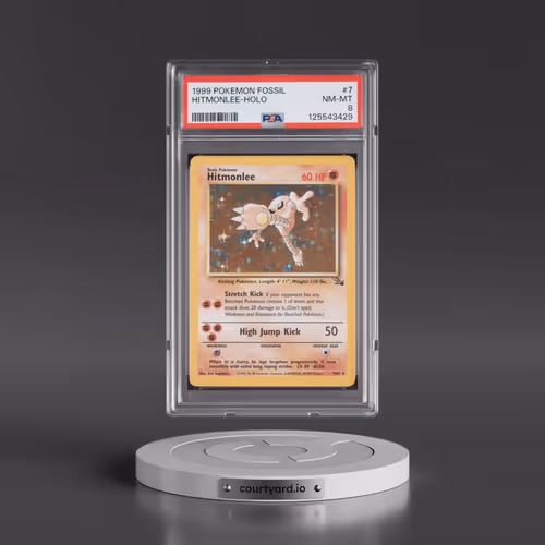 1999 Pokémon Fossil #7 Hitmonlee - Holo (PSA 8 NM-MT)