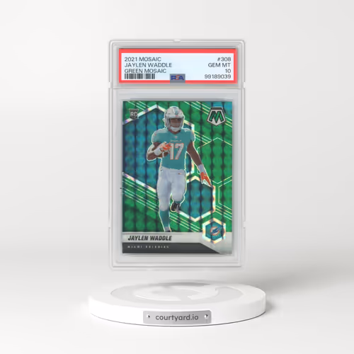 2021 Panini Mosaic #308 Jaylen Waddle - Green Mosaic (PSA 10 GEM MINT)