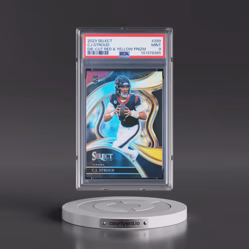 2023 Panini Select #289 CJ Stroud - Die-Cut Red & Yellow Prizm (PSA 9 MINT)