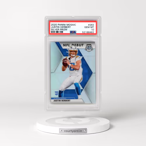 2020 Panini Mosaic #263 Justin Herbert - Silver Prizm (PSA 10 GEM MINT)
