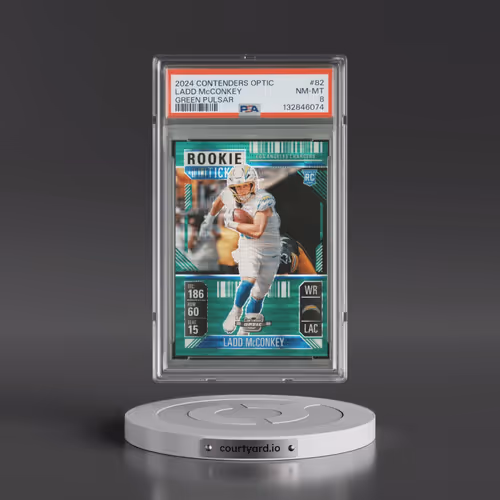 2024 Panini Contenders Optic #82 Ladd McConkey - Green Pulsar (PSA 8 NM-MT)