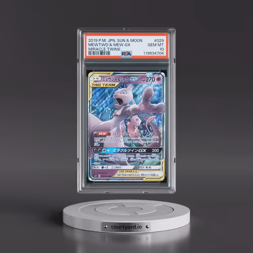 2019 Pokémon Sun & Moon Miracle Twins #029 Mewtwo & Mew GX - Holo (PSA 10 GEM MINT)