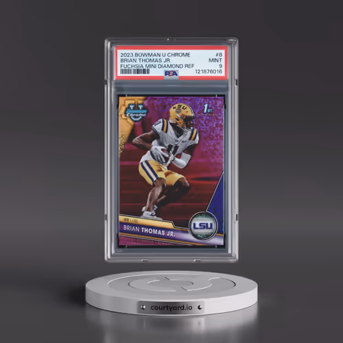 2023 Bowman University Chrome #8 Brian Thomas Jr. - Fuchsia Mini Diamond Refractor (PSA 9 MINT)