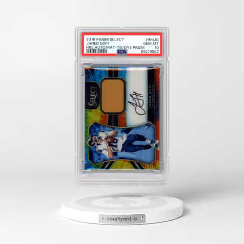 2016 Panini Select Rookie Autograph Material #RMJG Jared Goff - Tie-Dye Prizm (PSA 10 GEM MINT)