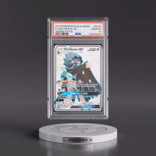 2019 Pokémon Sun & Moon Hidden Fates #SV47 Decidueye GX - Holo Full Art (PSA 10 GEM MINT)
