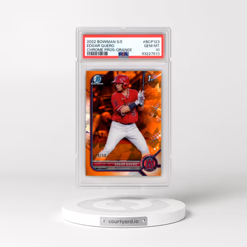 2022 Bowman Sapphire Edition Chrome Prospects #BCP123 Edgar Quero - Orange (PSA 10 GEM MINT)