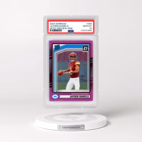 2024 Panini Donruss #389 Jayden Daniels - Optic Preview-Pink (PSA 10 GEM MINT)