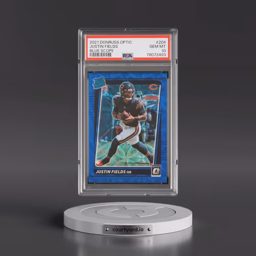 2021 Panini Donruss Optic #204 Justin Fields - Blue Scope (PSA 10 GEM MINT)