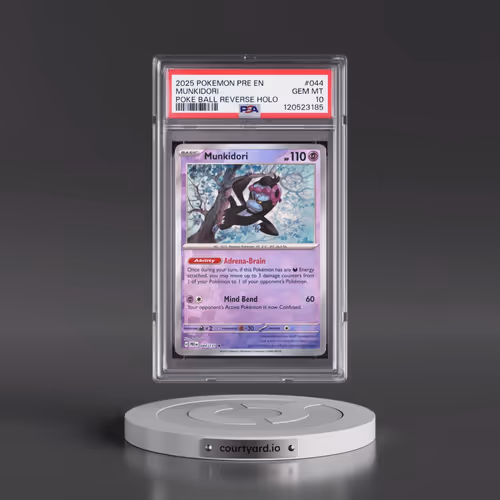 2025 Pokémon Pre EN-Prismatic Evolutions #044 Munkidori - Reverse Holo Poke Ball (PSA 10 GEM MINT)