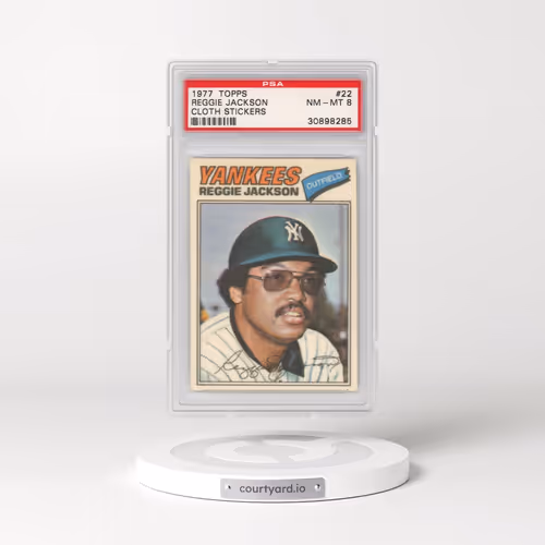 1977 Topps Cloth Stickers #22 Reggie Jackson (PSA 8 NM-MT)
