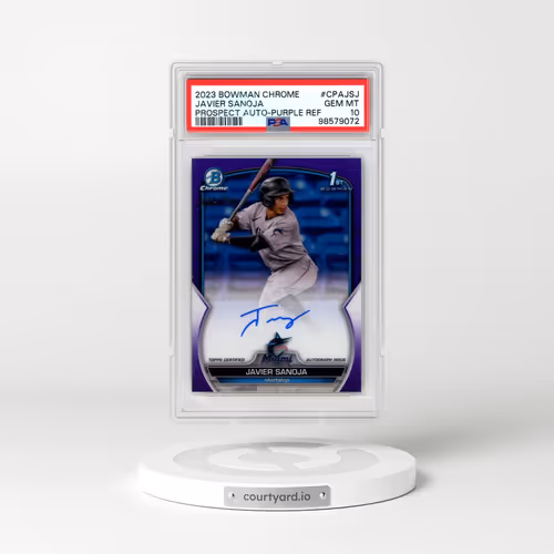 2023 Bowman Chrome Prospect Autographs #CPAJSJ Javier Sanoja - Purple Refractor (PSA 10 GEM MINT)
