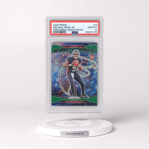 2024 Panini Prizm Fireworks #16 Michael Penix Jr. - Green Prizm (PSA 10 GEM MINT)