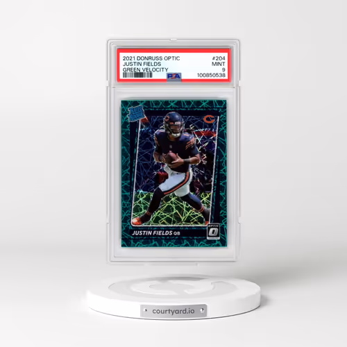 2021 Panini Donruss Optic #204 Justin Fields - Green Velocity (PSA 9 MINT)