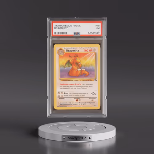 1999 Pokémon Fossil #19 Dragonite (PSA 7 NM)
