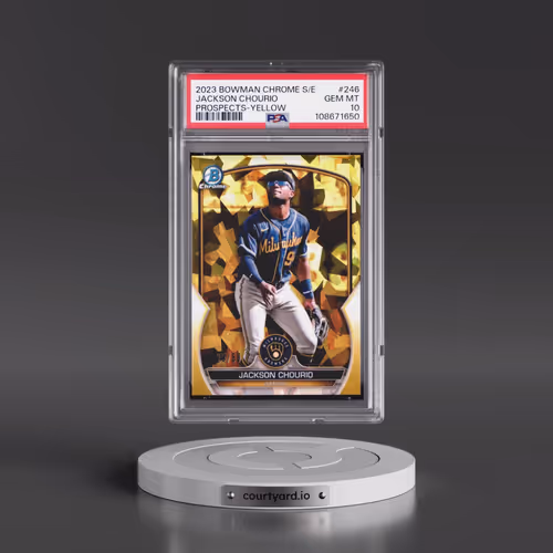 2023 Bowman Chrome Sapphire Edition Prospects #246 Jackson Chourio - Yellow (PSA 10 GEM MINT)