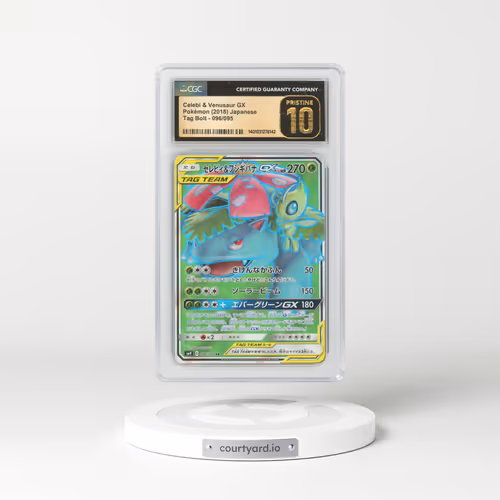 2018 Japanese Tag Bolt #96 Celebi & Venusaur GX - Full Art Holo (CGC 10 PRISTINE)