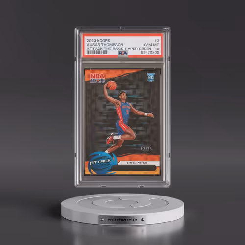 2023 Panini NBA Hoops Attack the Rack #3 Ausar Thompson - Hyper Green (PSA 10 GEM MINT)