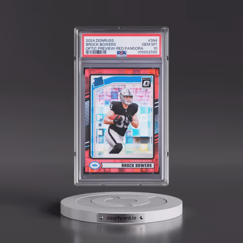 2024 Panini Donruss #394 Brock Bowers - Optic Preview-Red Pandora (PSA 10 GEM MINT)