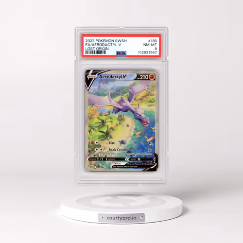 2022 Pokémon Sword & Shield Lost Origin #180 Aerodactyl V - Holo Full Art (PSA 8 NM-MT)