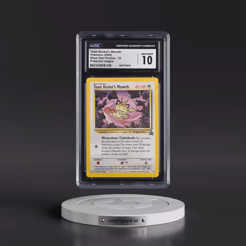 1999 Black Star Promos #18 Team Rocket's Meowth - Pokémon League (CGC 10 GEM MINT)