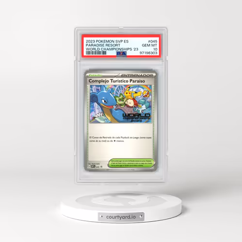 2023 Pokémon Svp ES-SV Black Star Promo #045 Paradise Resort - World Championships 2023 (PSA 10 GEM MINT)