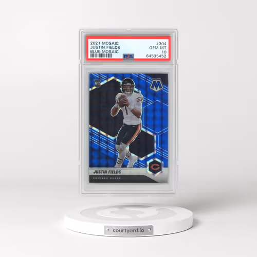 2021 Panini Mosaic #304 Justin Fields - Blue Mosaic (PSA 10 GEM MINT)